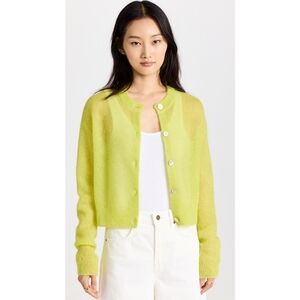 VINCE Brushed Button Mohair Cardigan in Serpentine Green Small